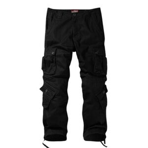 Matchstick Mens Wild Cargo Pants Black Medium 30 Baggy Utility Workwear Relaxed